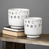 Larissa Set of Two White Ceramic Hollow Pattern Vases, by Mercana, 6.7" length x 6.7" width x 7.1" height thumbnail 3
