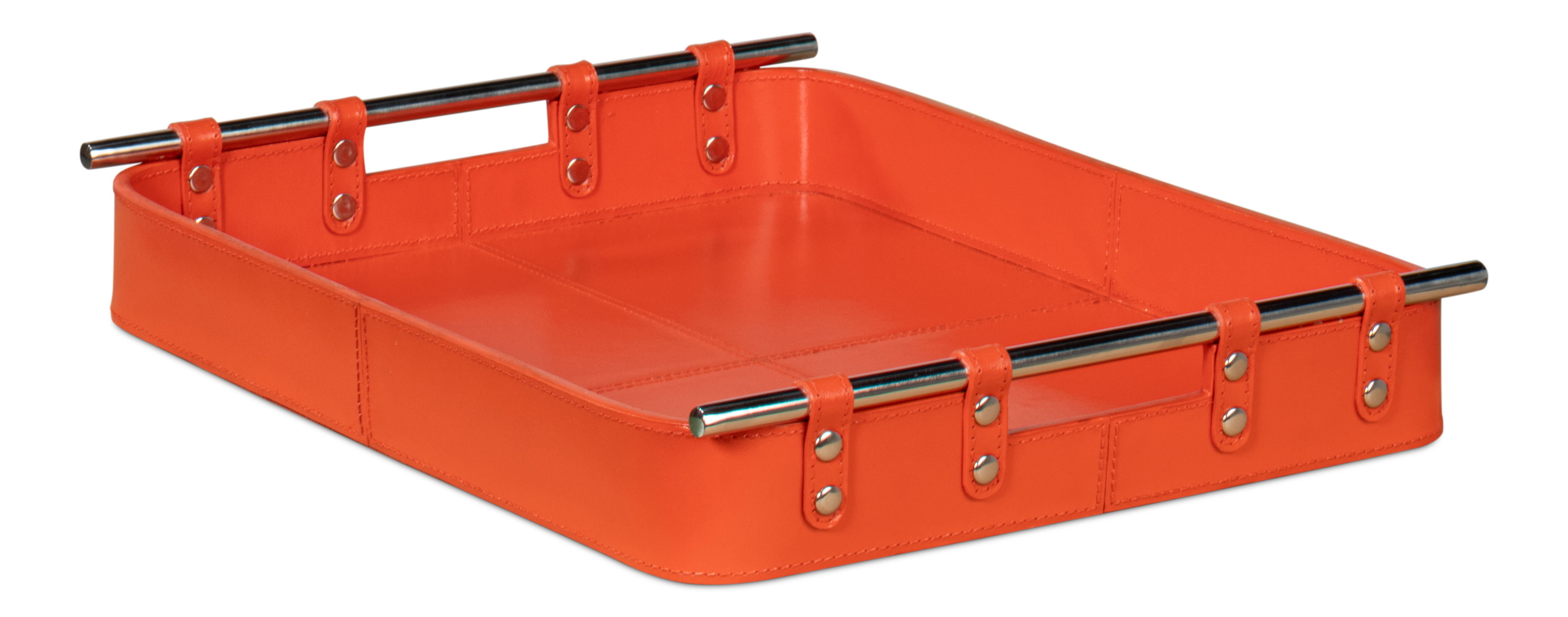 Safari Leather Tray, Orangeade large image 