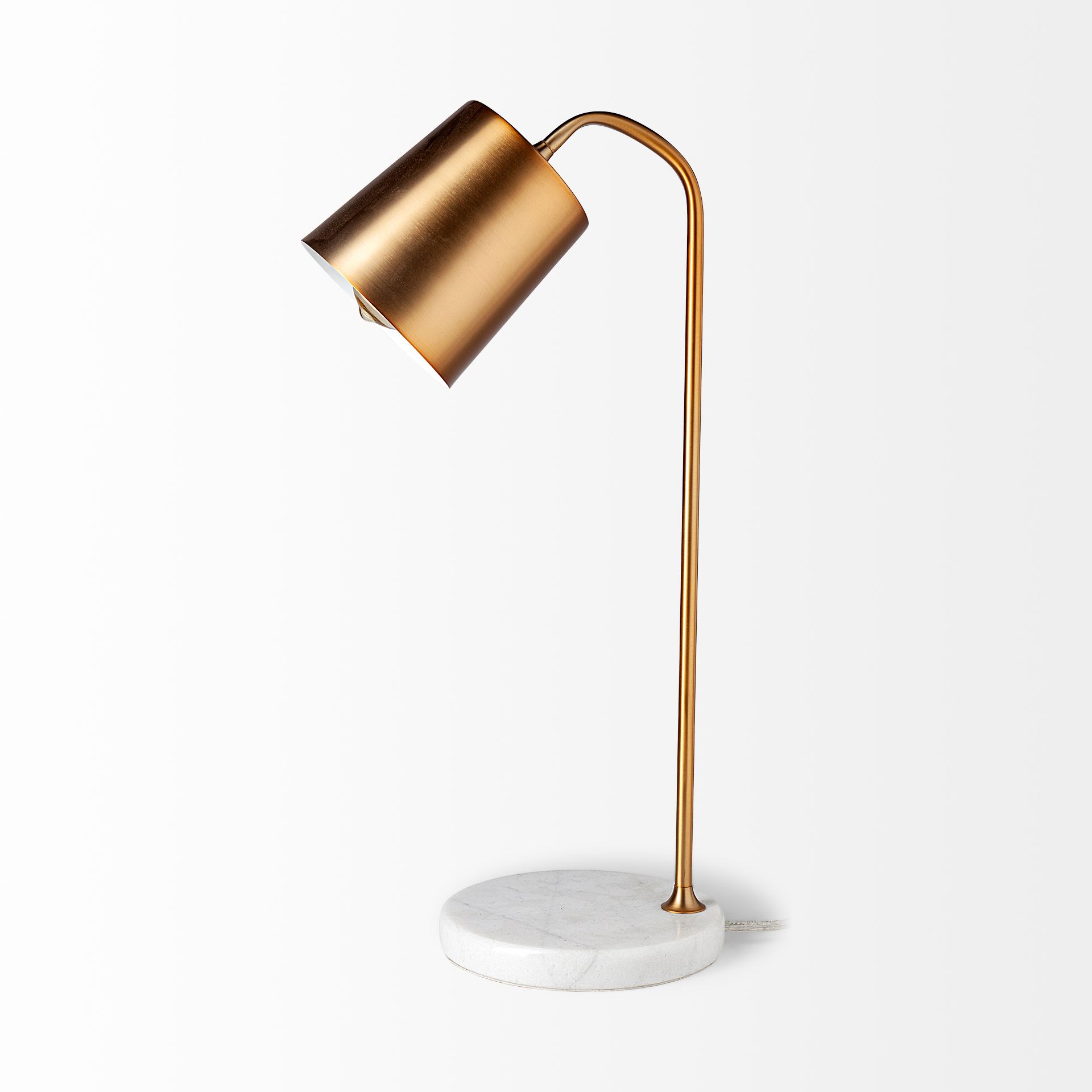 Sanderson (21.8'H) Gold Metal Shade White Marble Base Table Lamp large image 