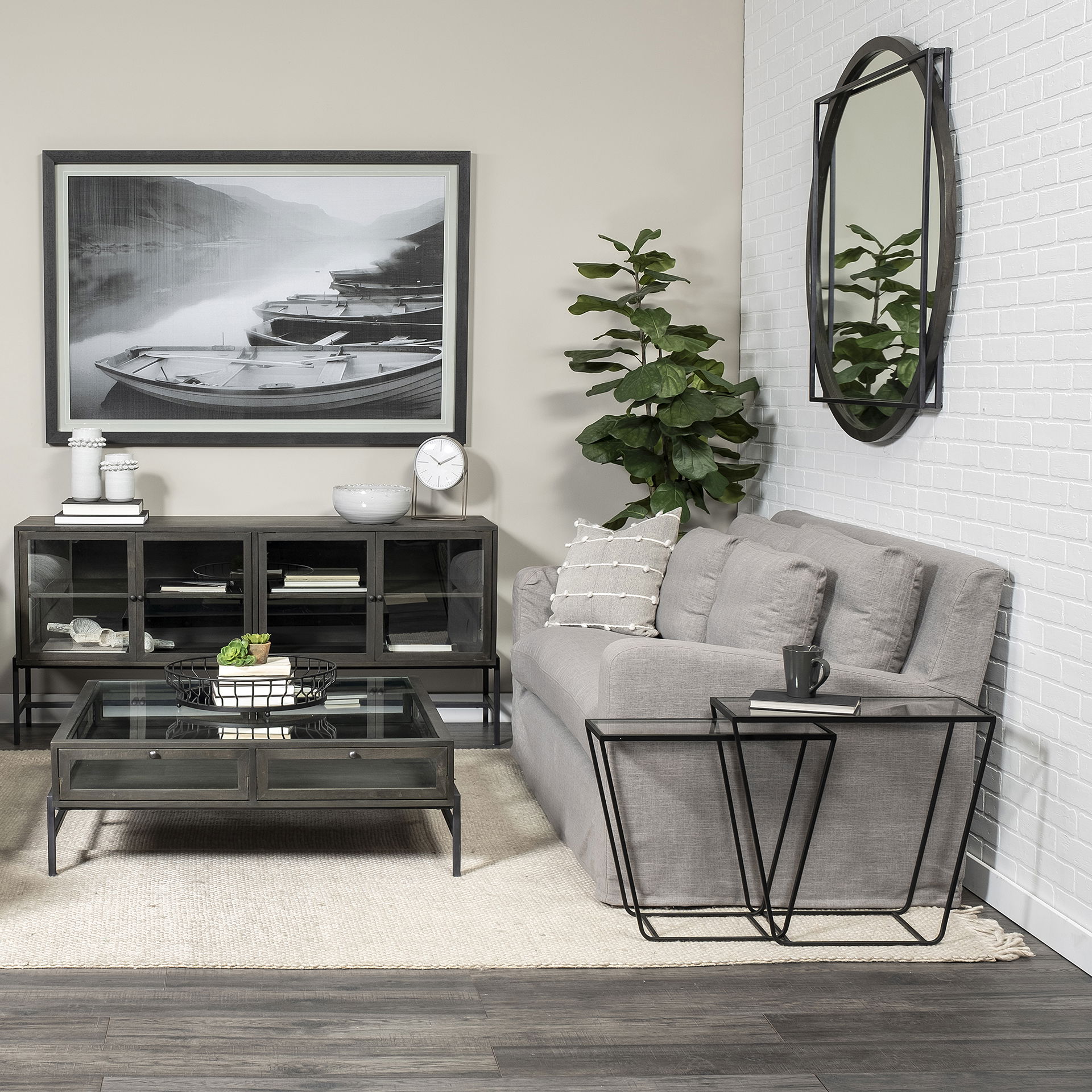 Farmhampton Small Gray Spoked Ceramic Vase large image 