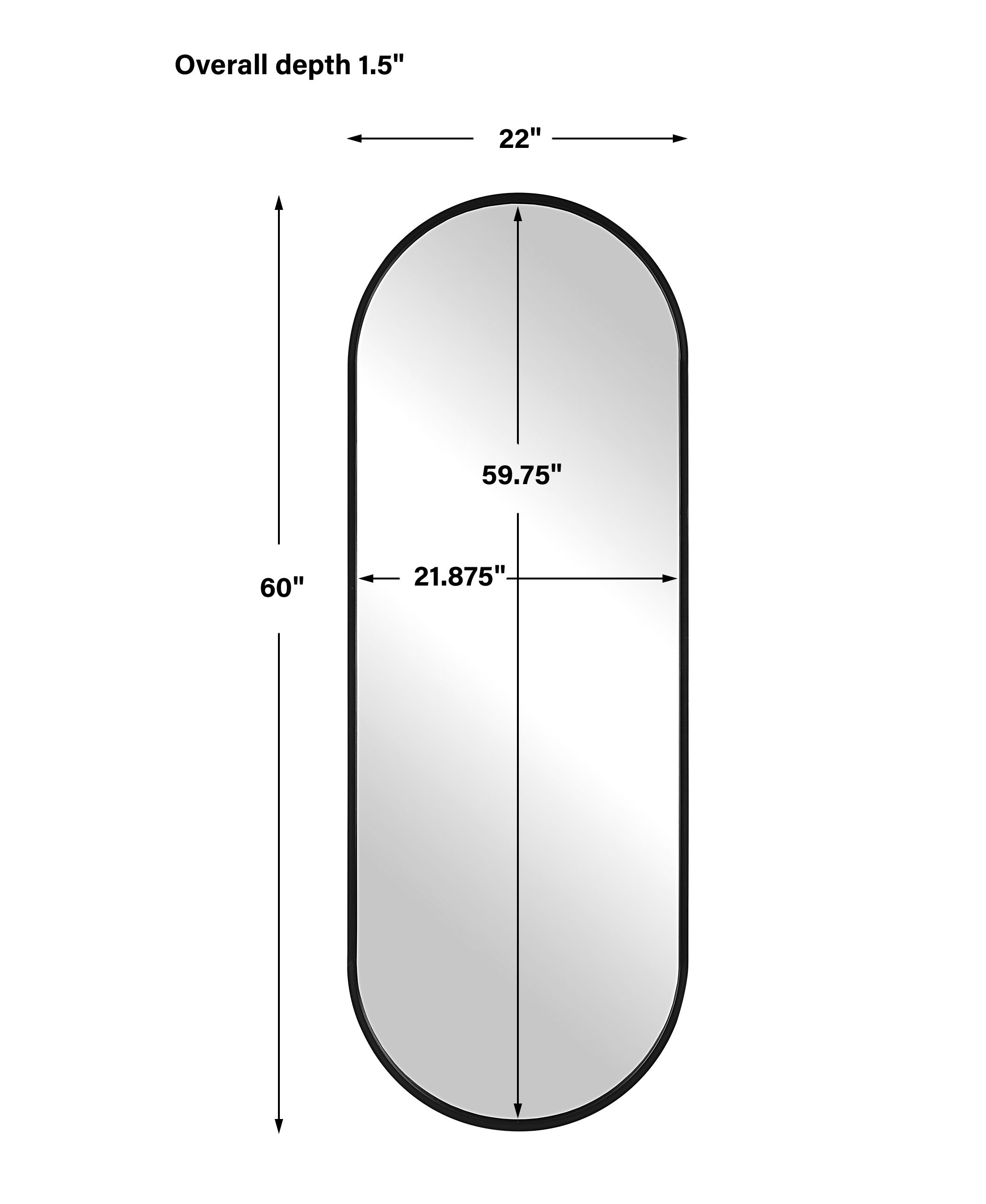 Varina Tall Black Mirror, by Uttermost, 22" width x 60" height x 1.5" depth View 3