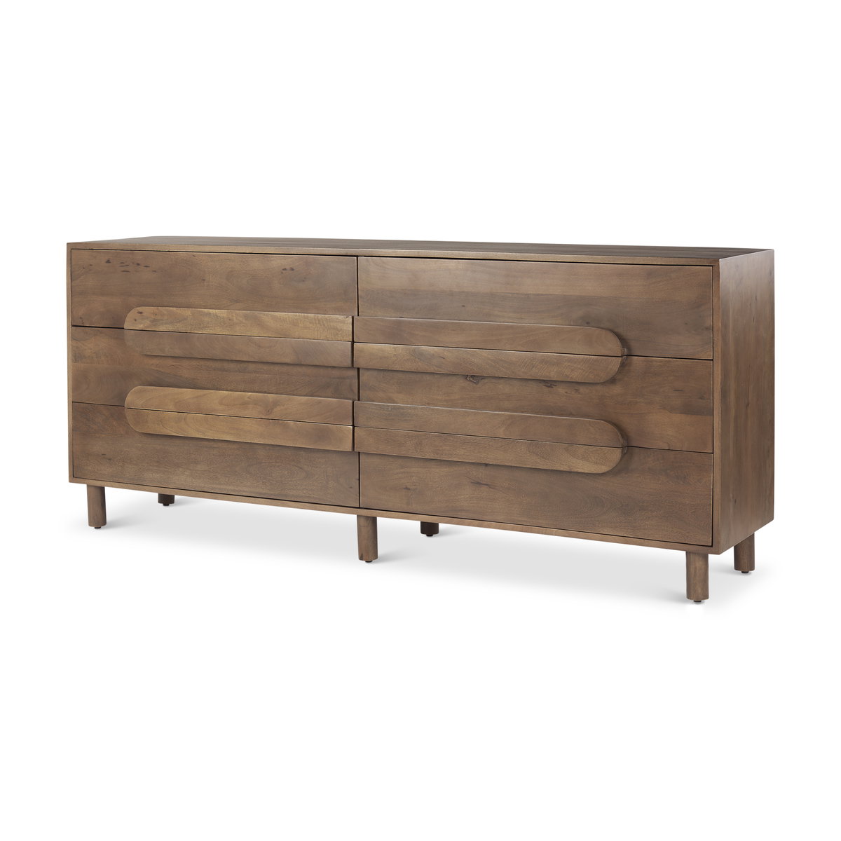 Astrid 71L x 17W x 30.3H Medium Brown Solid Wood 6 Drawer Sideboard, Sideboards & Buffet by Mercana, 71" length x 17" width x 30.25" height View 1