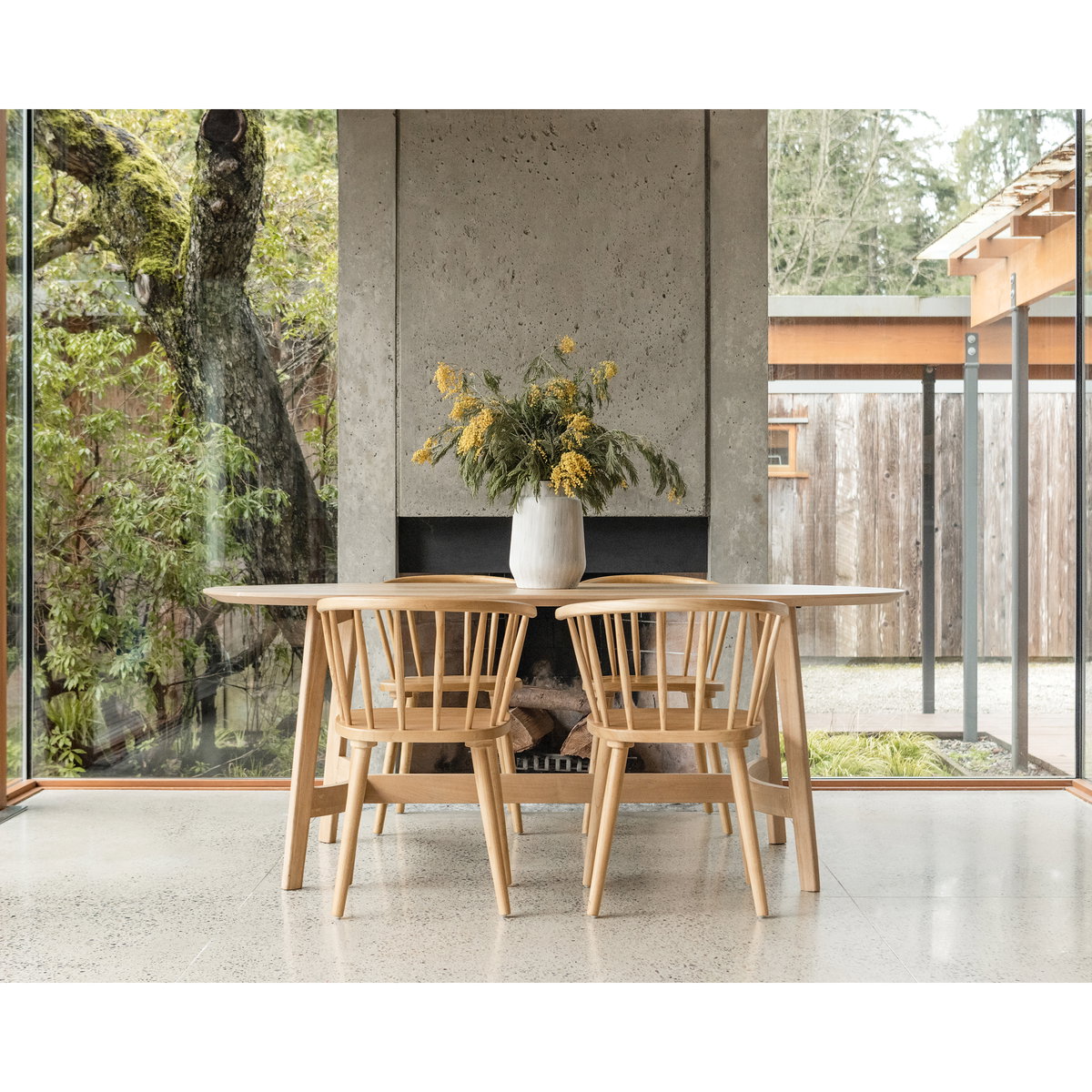 Trie Small Dining Table Natural, by Moe's Home, 76" width x 30" height x 36" depth View 8