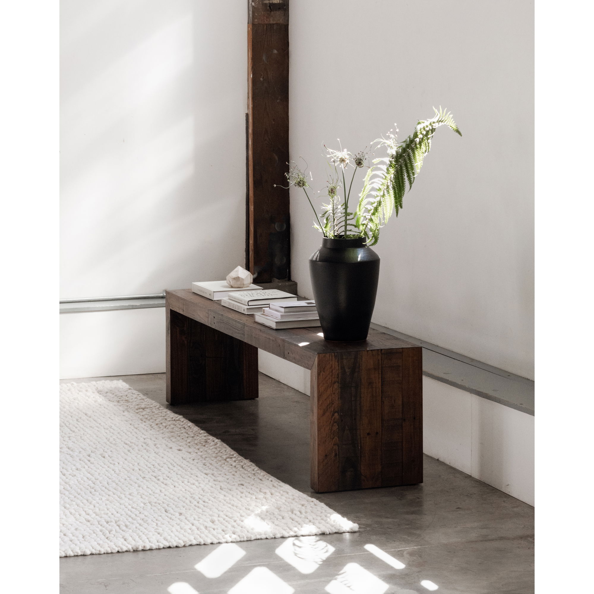 Vintage Large Bench Light Brown, Benche by Moe's Home, 71" width x 18" height x 15" depth View 5