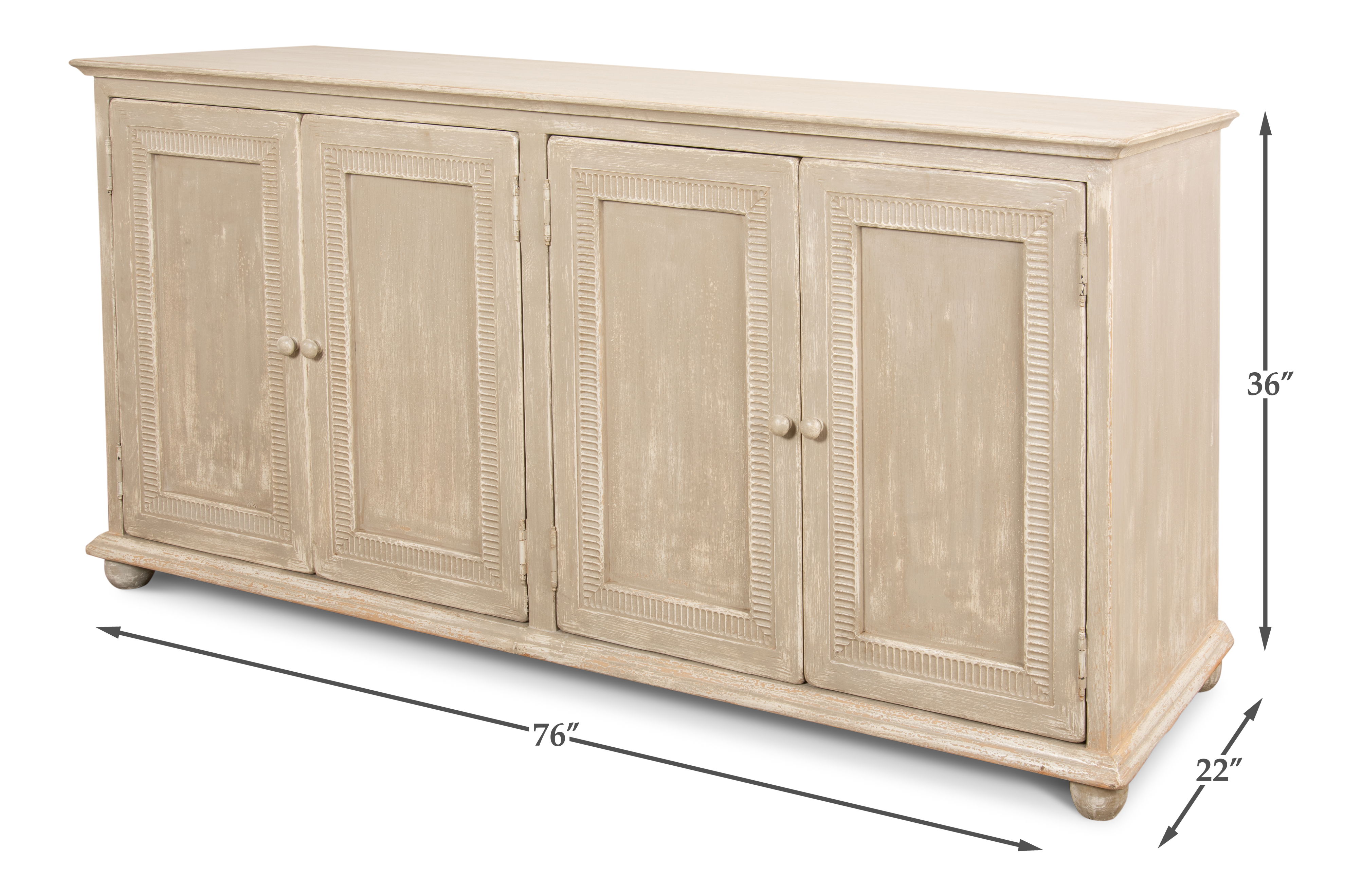 Pie Crust Door Sideboard, Cabinets & Sideboard by Sarreid, 76" length x 22" width x 36" height View 18