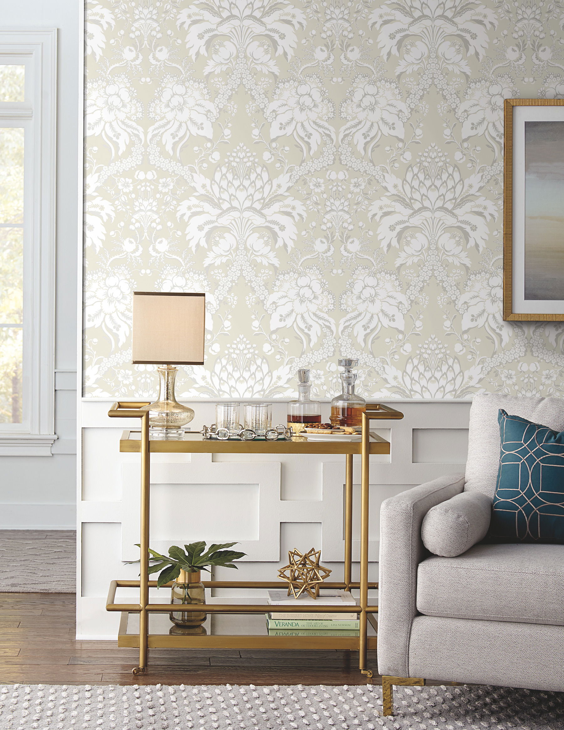 Artichoke Dam Beige & Gold Wallpaper large image 