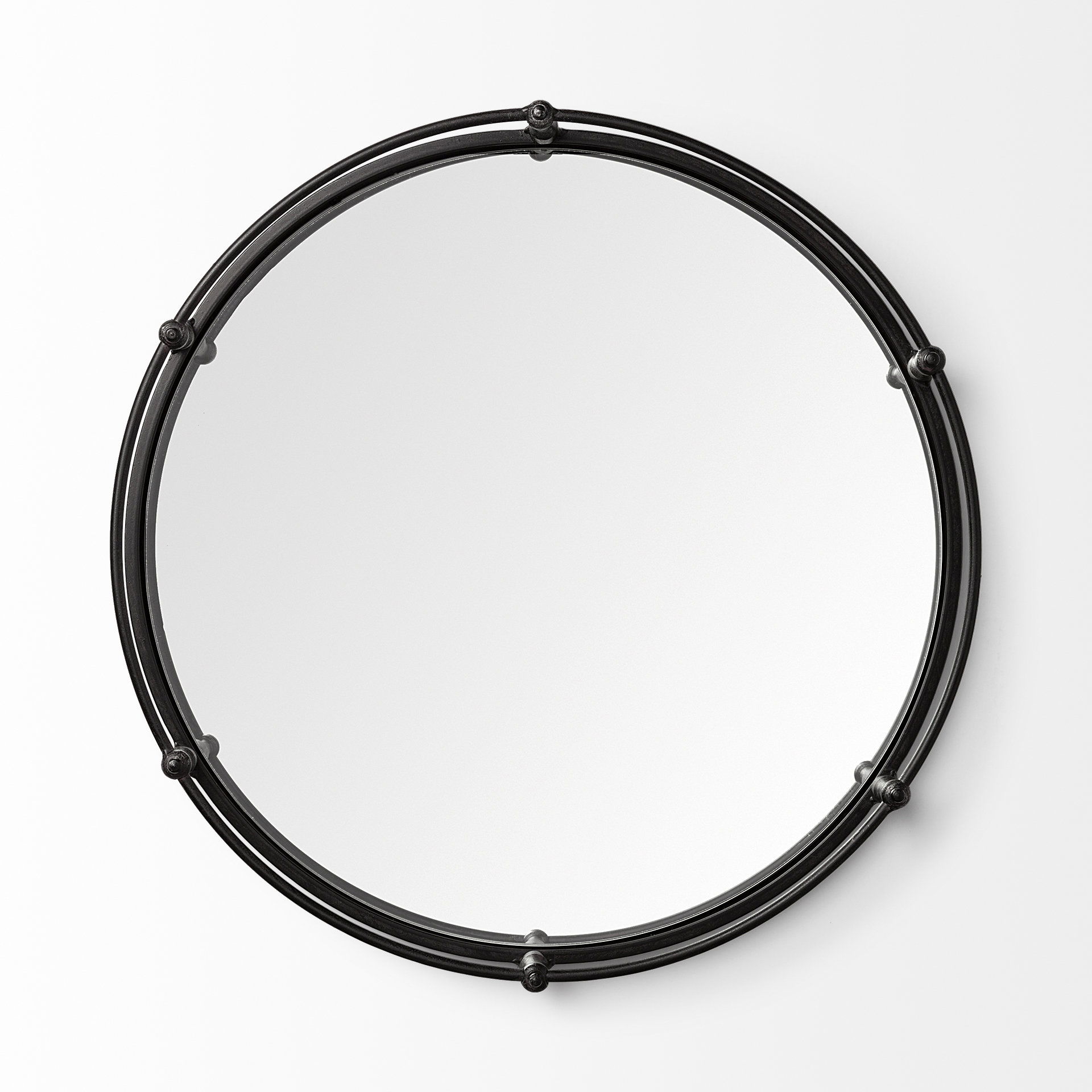 Kimbel 24L x 24W Black Metal Mirrored Base Round Tray large image 