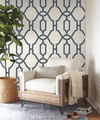 Woven Trellis Federal Blue Wallpaper, by York Wall, 33' length x 1'8.5" width x 0.02" depth thumbnail 2