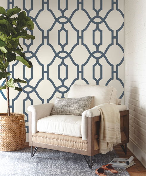 Woven Trellis Federal Blue Wallpaper