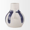 Truett White with Blue Stripes Ceramic Jug Vase, Decorative Jar by Mercana, 10.43" length x 8.66" width x 10.04" height thumbnail 3