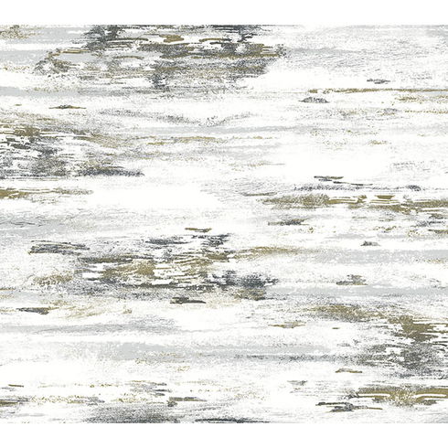 Birch Bark Texture Black & Gold Wallpaper