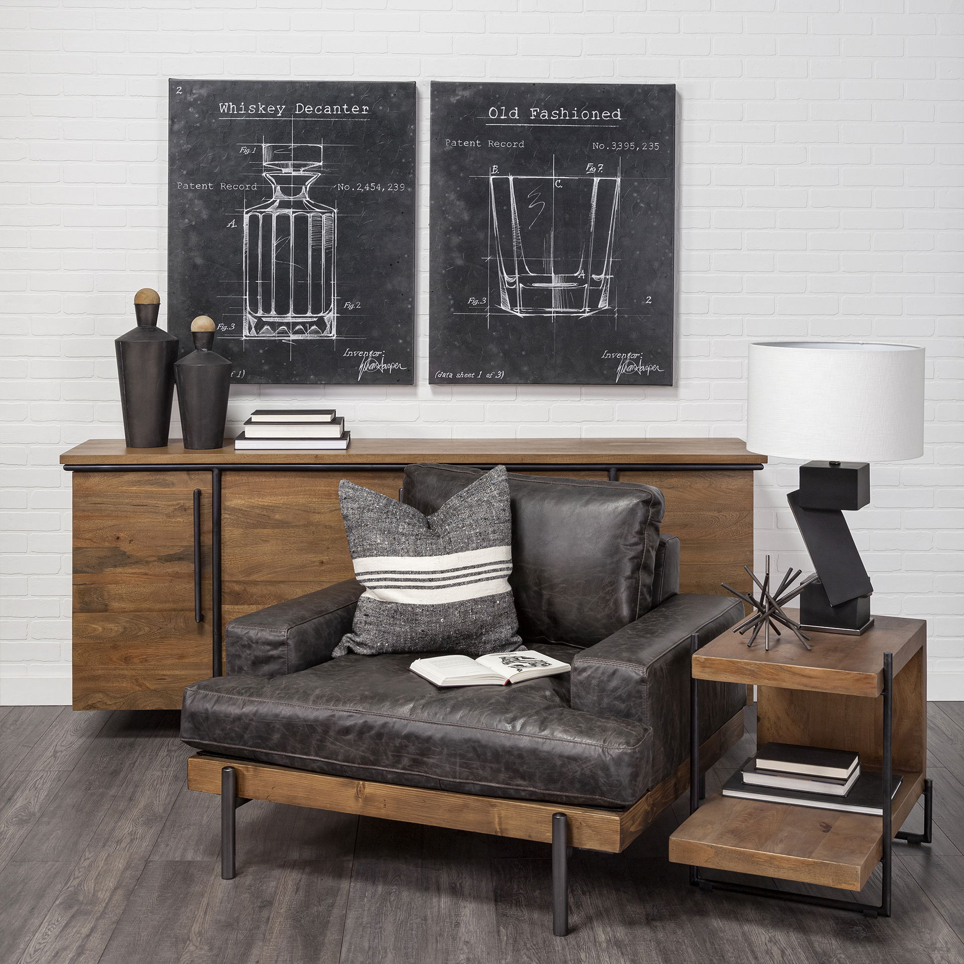 Asher Set of Two Black Metal Urns, Decorative Jar by Mercana, 7.48" length x 7.48" width x 18.5" height View 3