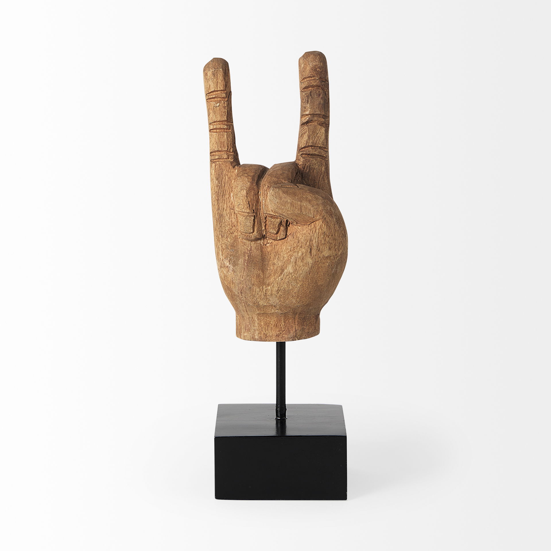 Saxum 4L x 4W Natural Wooden Carved Hang Loose Hand large image 
