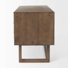 Grier 60' Medium Brown Solid Wood with Cane Office Desk, by Mercana, 60" length x 22.75" width x 30.5" height thumbnail 4