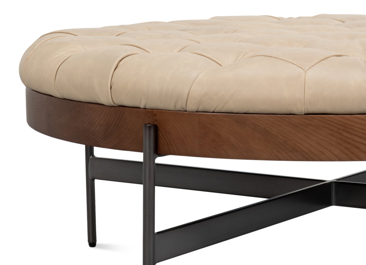 Corbet Cocktail Ottoman  Cappucino White, by Sarreid, 3'3" length x 3'3" width x 1'4" height View 5