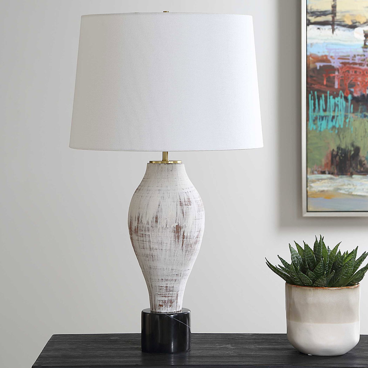 Magdaline Rustic Table Lamp, by Uttermost, 1'5" width x 2'5.5" height x 1'5" depth View 4