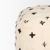 Saanvi Wool with Cream and Black Stitched Cross Patterned Pouf, Ottoman by Mercana, 16" length x 16" width x 16" height thumbnail 4