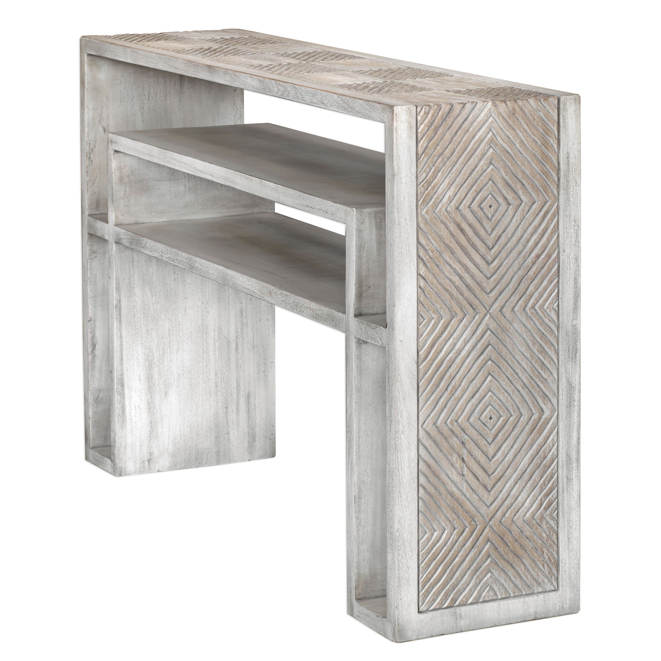 Genara Bone White Carved Console Table large image 