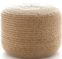 Online Designer Patio Braided Natural Indoor/Outdoor Pouf 30"W x 14"H