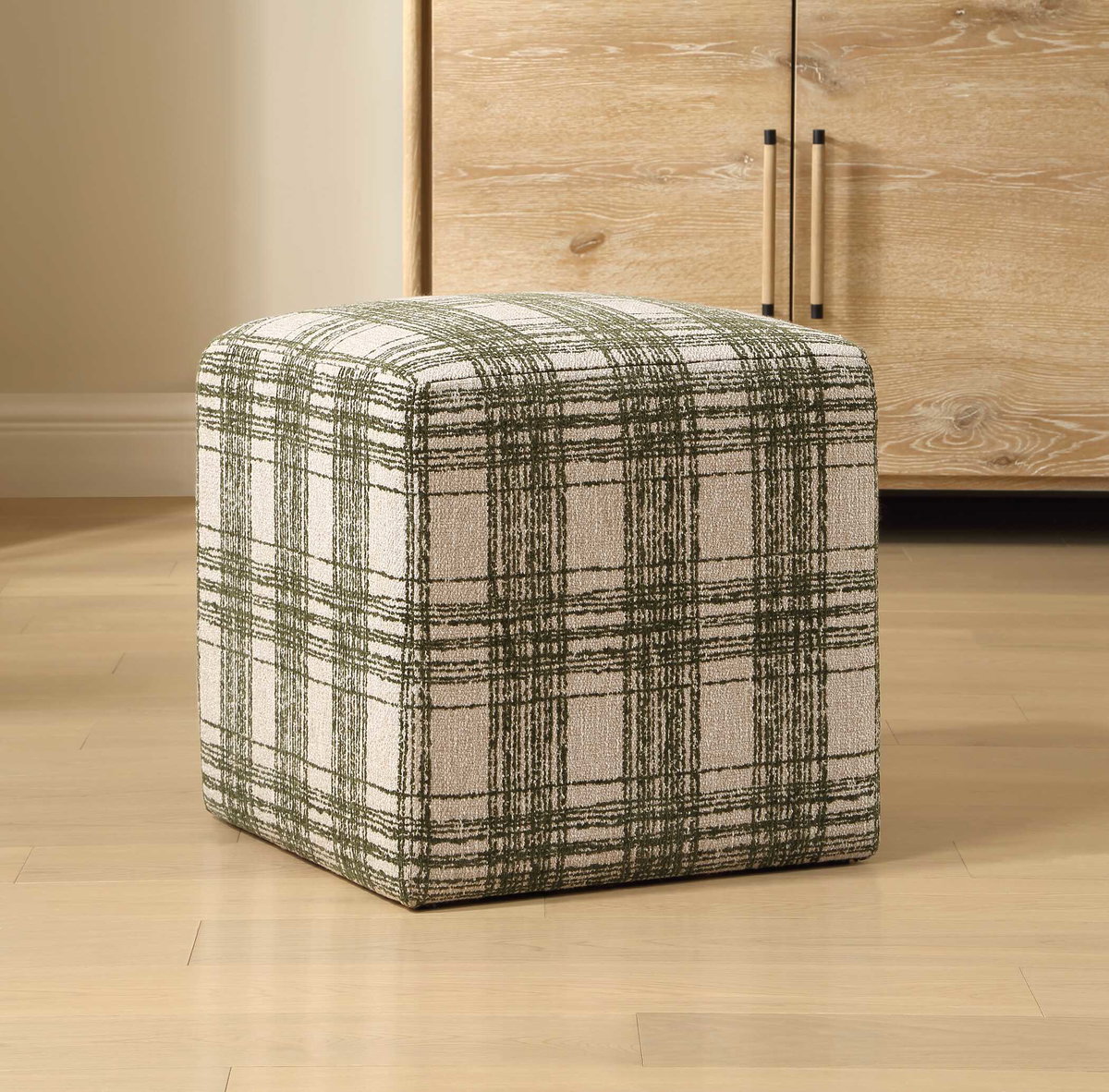 Joie Ireland Plaid Ottoman, by Uttermost, 18" width x 18" height x 18" depth View 2