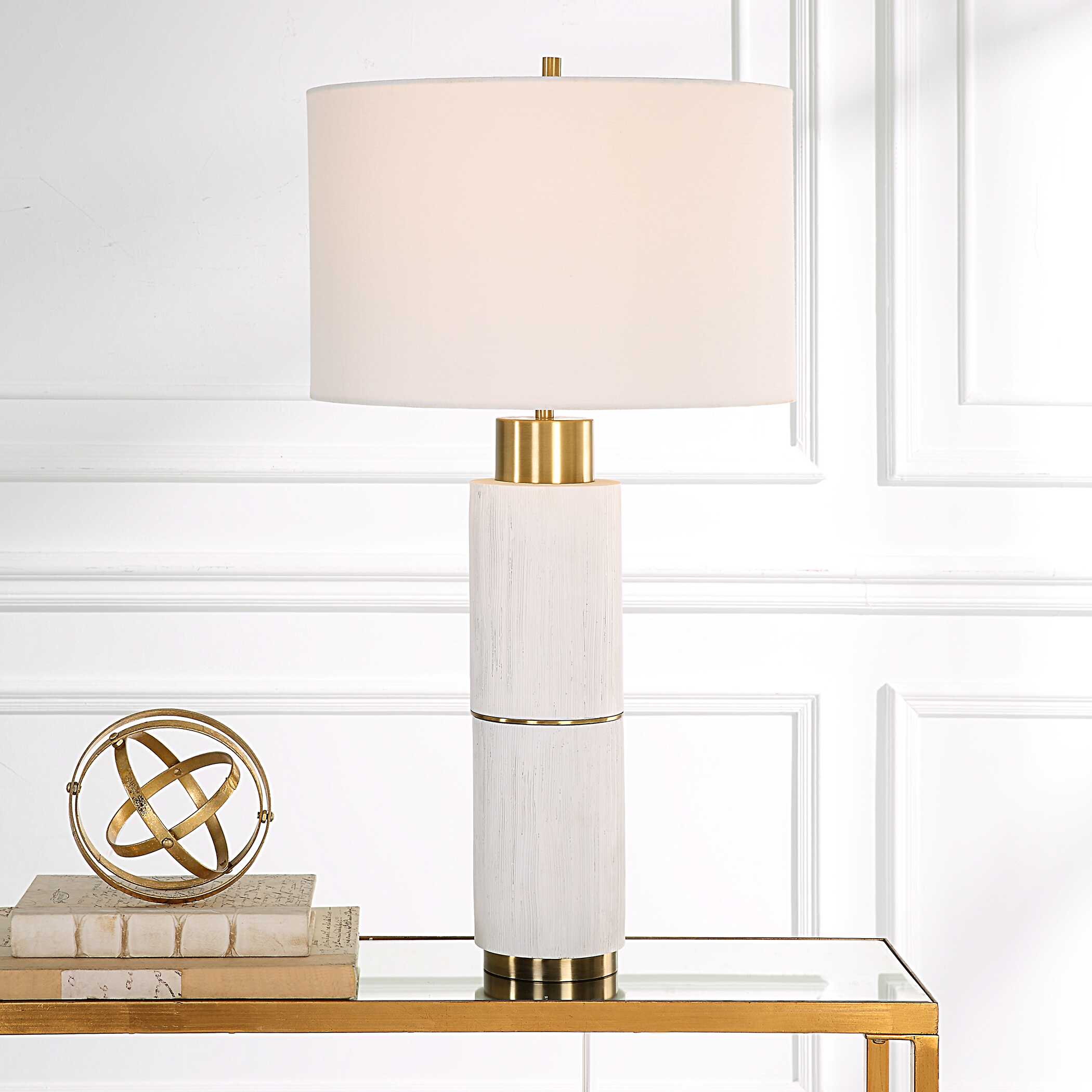 Ruse Whitewashed Table Lamp, by Uttermost, 16" width x 30" height x 16" depth View 2