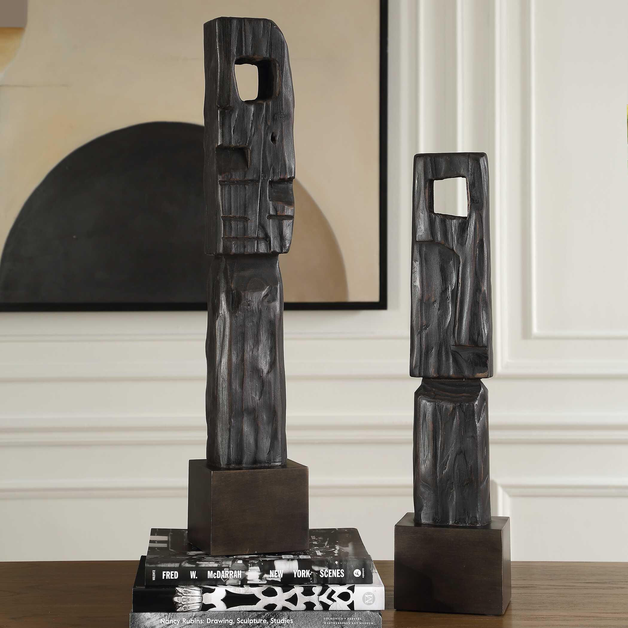 Cipher Black Wood Totems Set/2, Decorative by Uttermost, 5.12" width x 27.25" height x 4.5" depth View 3