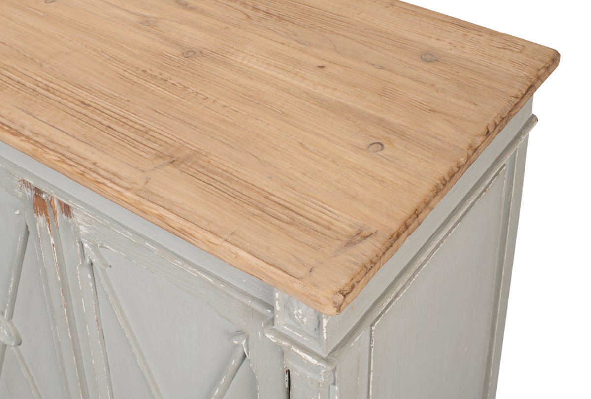 Marksman Sideboard Antique Muted Grey, by Sarreid, 1'8" length x 8' width x 3'3" height View 11