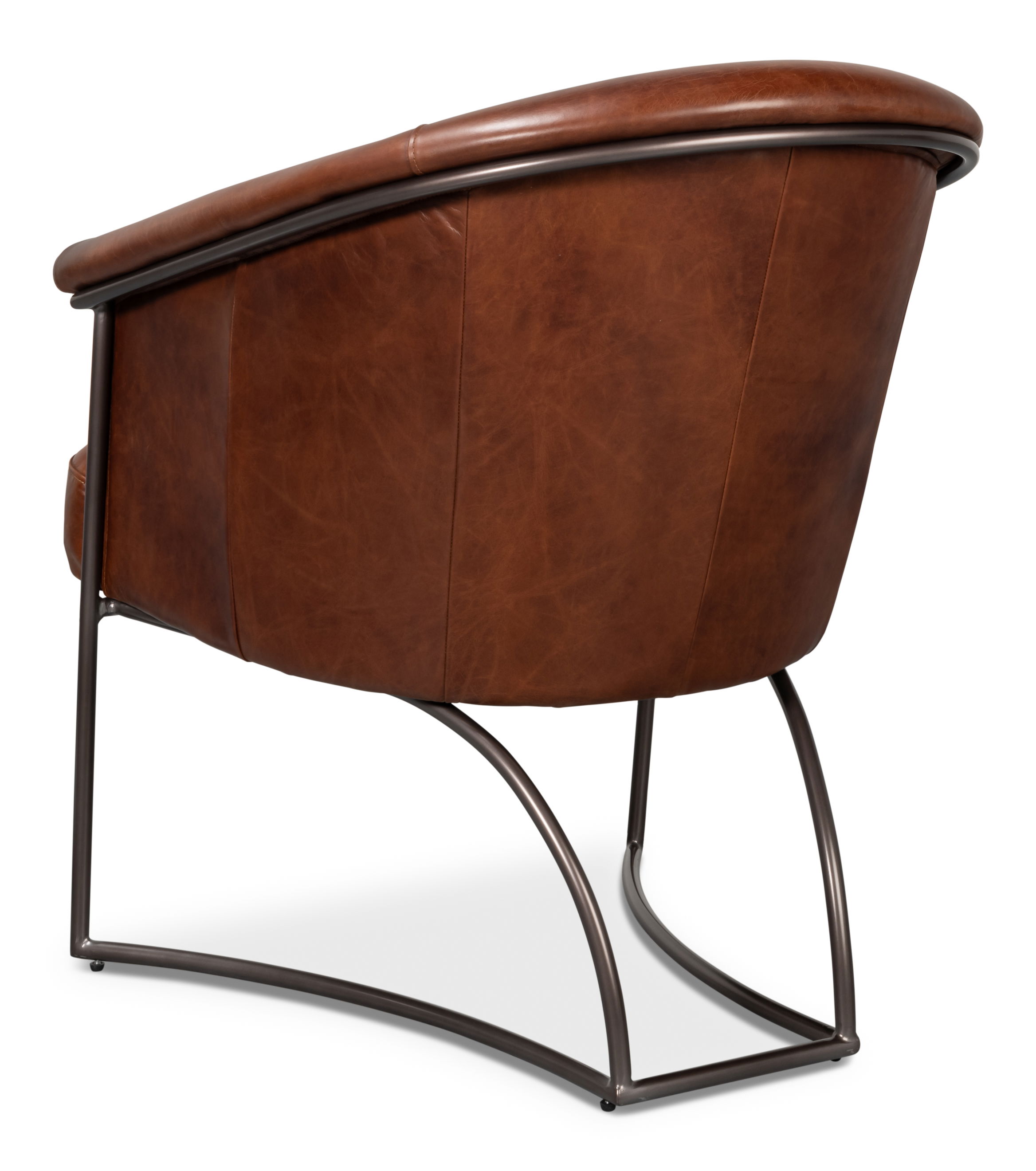 Nagel Distilled Leather Chair,Brown, Seating by Sarreid, 30" length x 33" width x 45659" height View 11