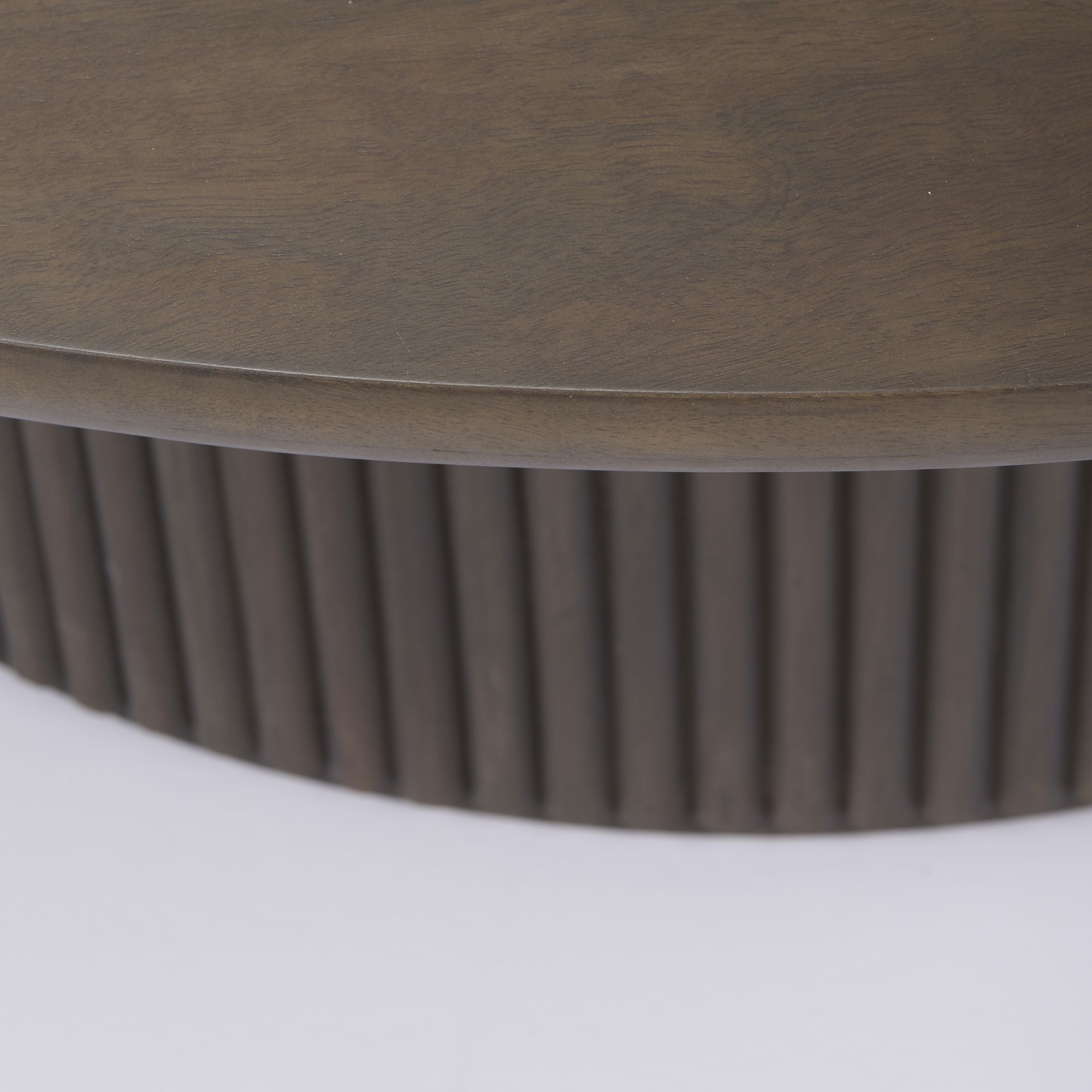 Terra 48L x 48W x 15H Dark Brown Wood Round Fluted Coffee Table large image 