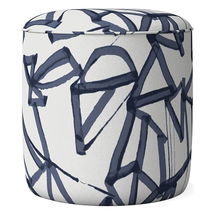 Online Designer Bedroom Roar & Rabbit Small Ottoman, Poly, Lively Lines, Midnight