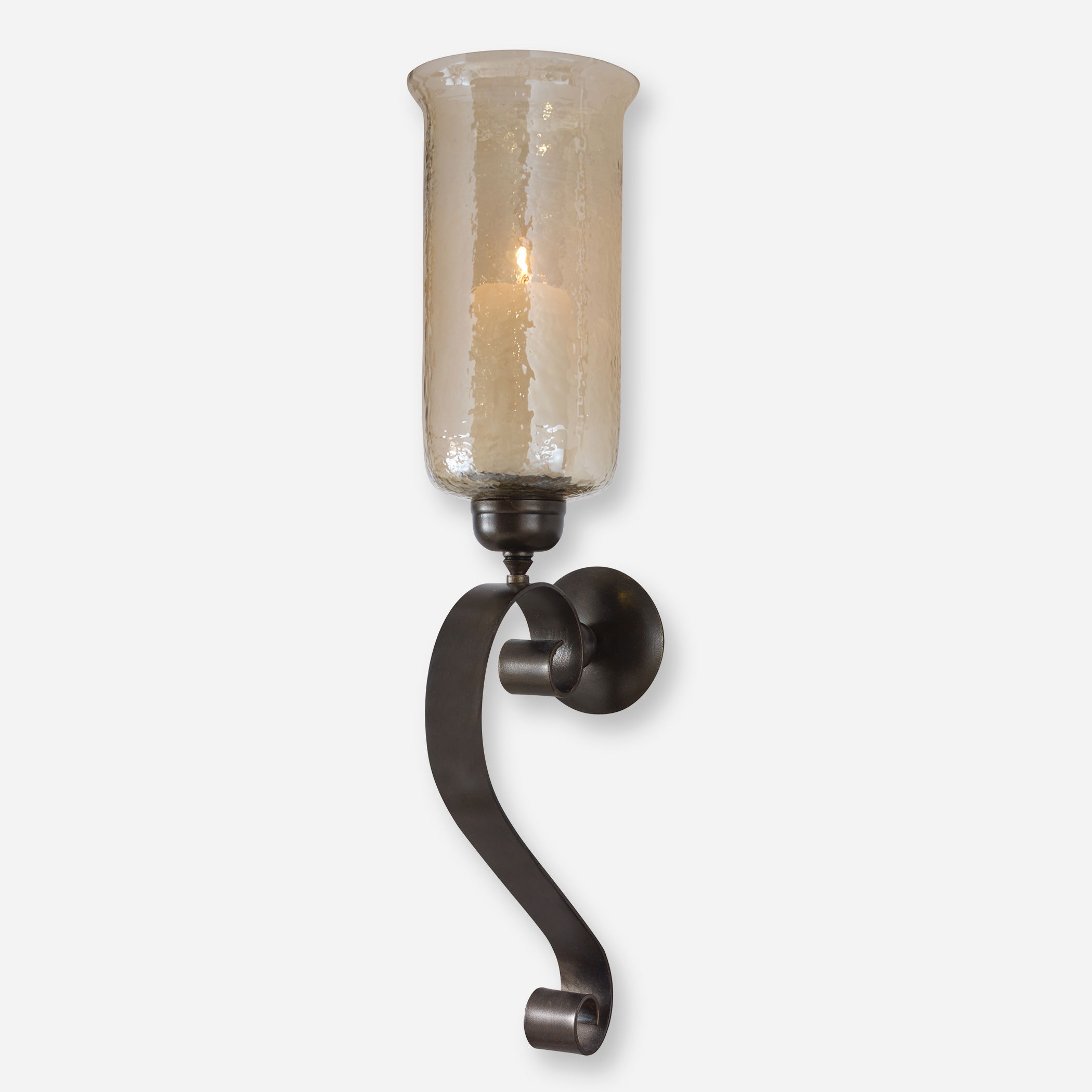 Joselyn Bronze Candle Wall Sconce, Sculptural Wall Art by Uttermost, 7" width x 30" height x 8.5" depth View 1