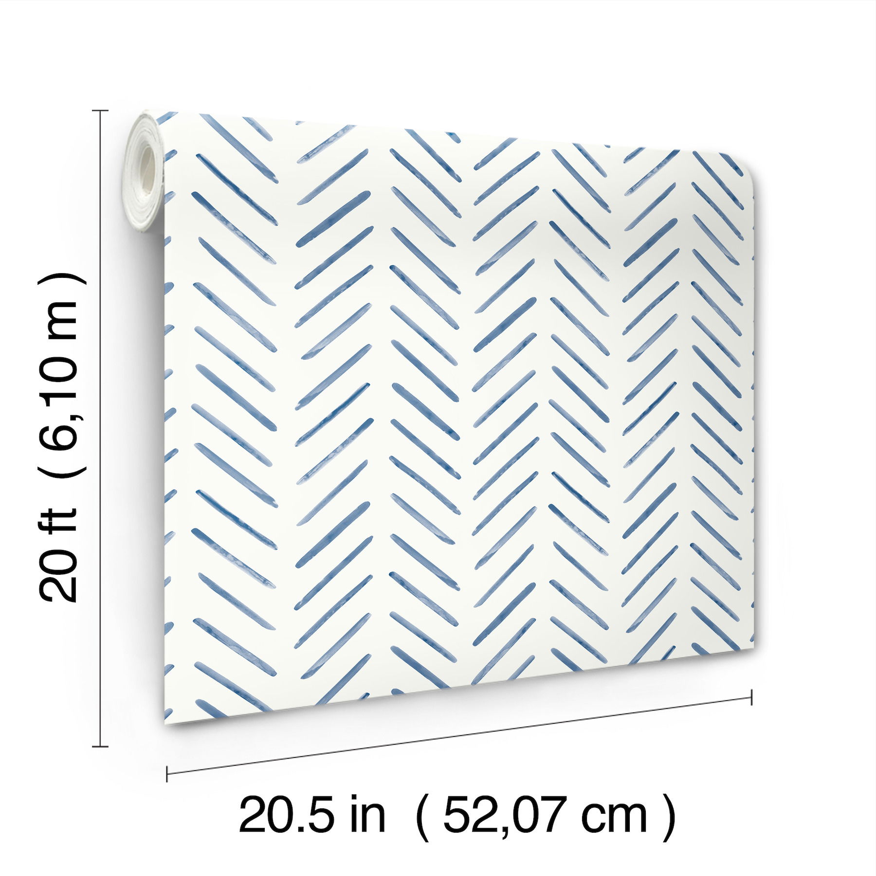 Painted Herringbone Navy Peel & Stick Wallpaper large image 