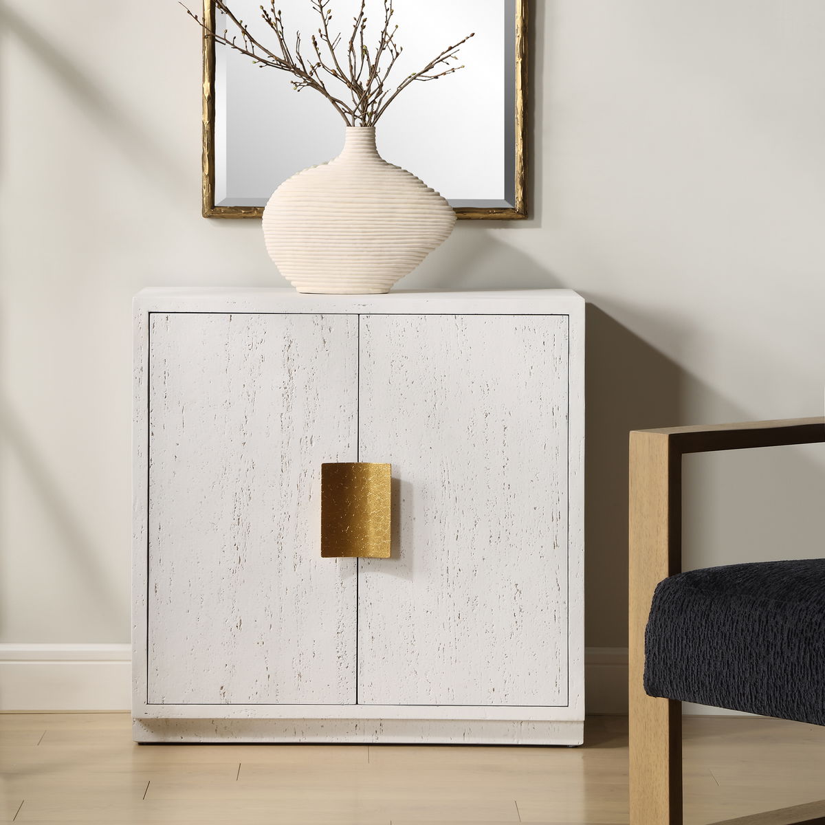 Emma 2 Door White Cabinet, Cabinets & Chest by Uttermost, 32" width x 32.25" height x 14.25" depth View 2