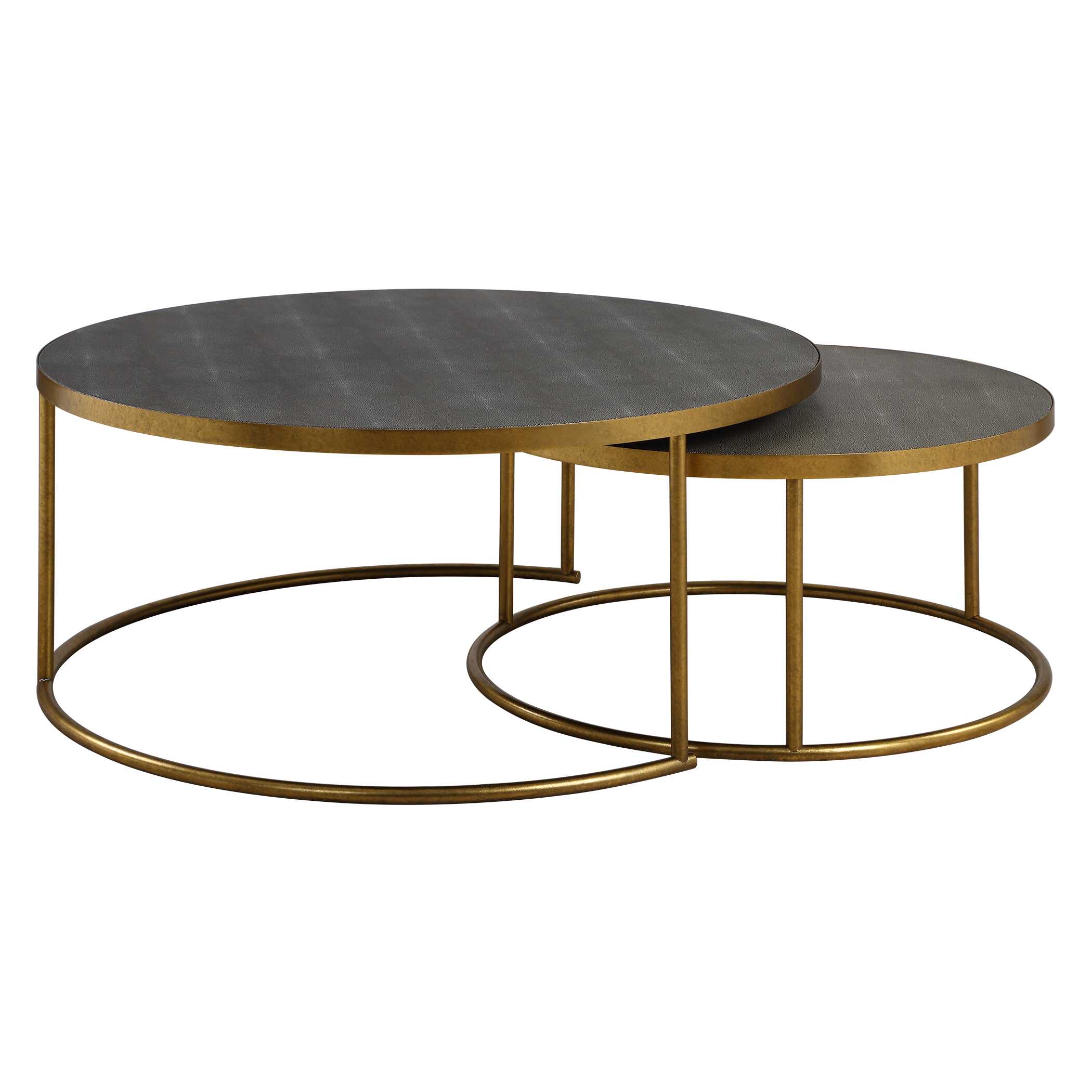 Aragon Gray Nesting Coffee Tables Set/2, Furniture by Uttermost, 40" width x 17.5" height x 40" depth View 5