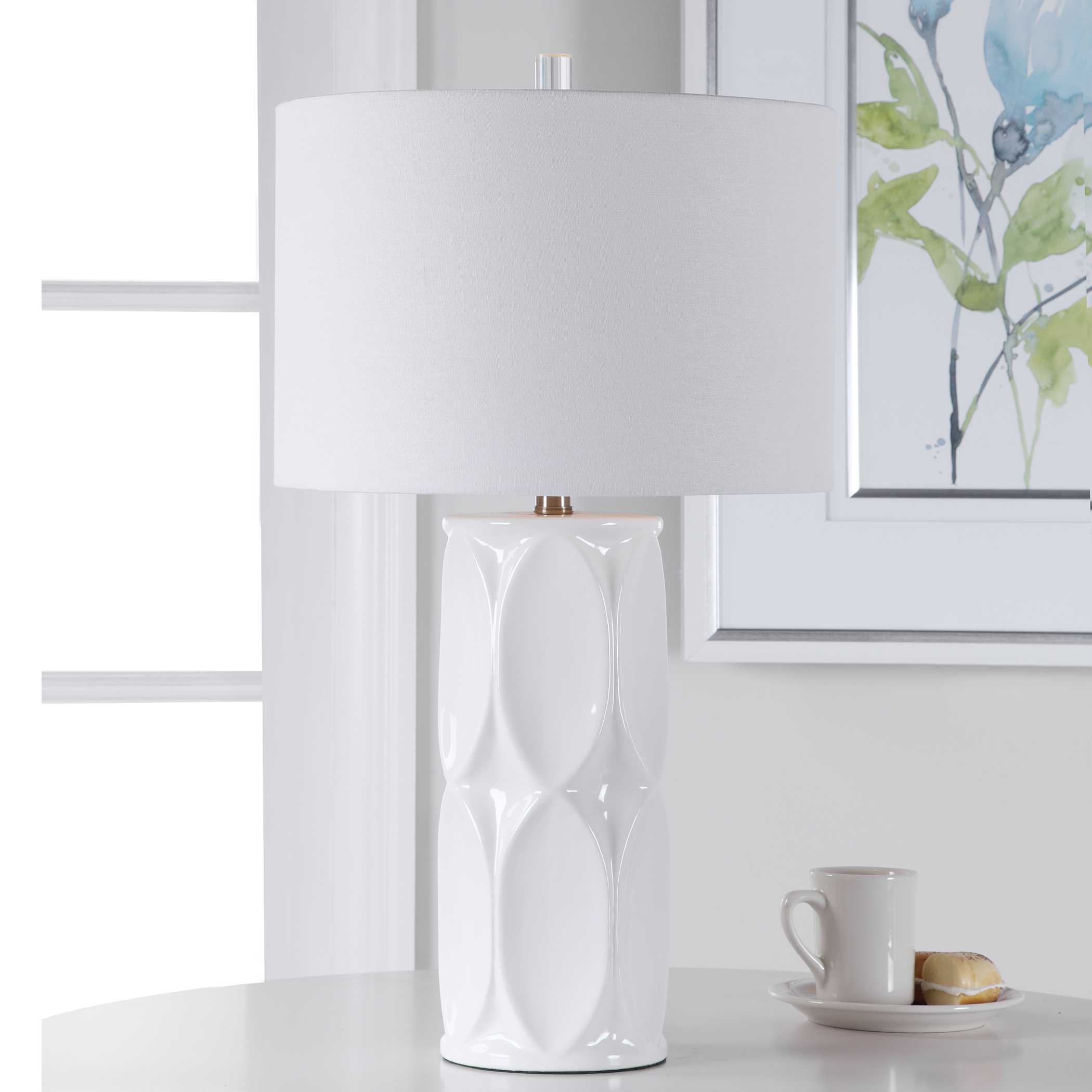 Sinclair White Table Lamp, by Uttermost, 15" width x 26" height x 15" depth View 2