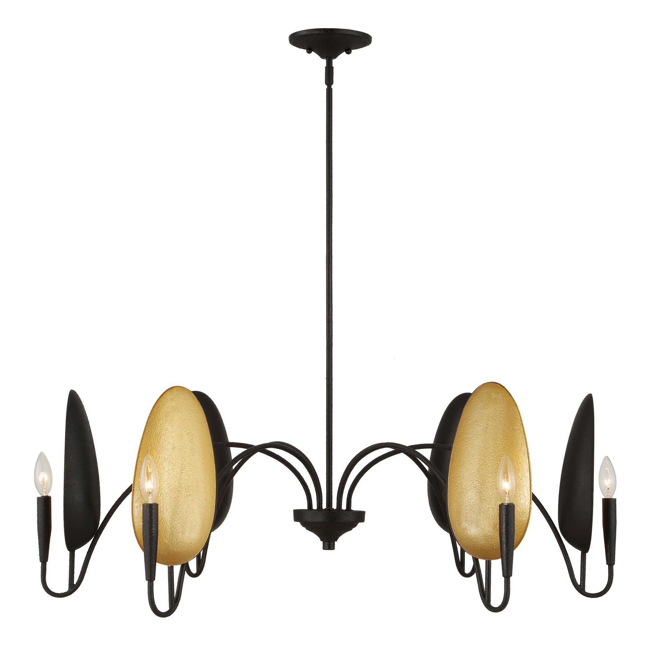 Warwick 6 Light Matte Black Chandelier, Ceiling Light by Uttermost, 19" height x 41.5" diameter View 5