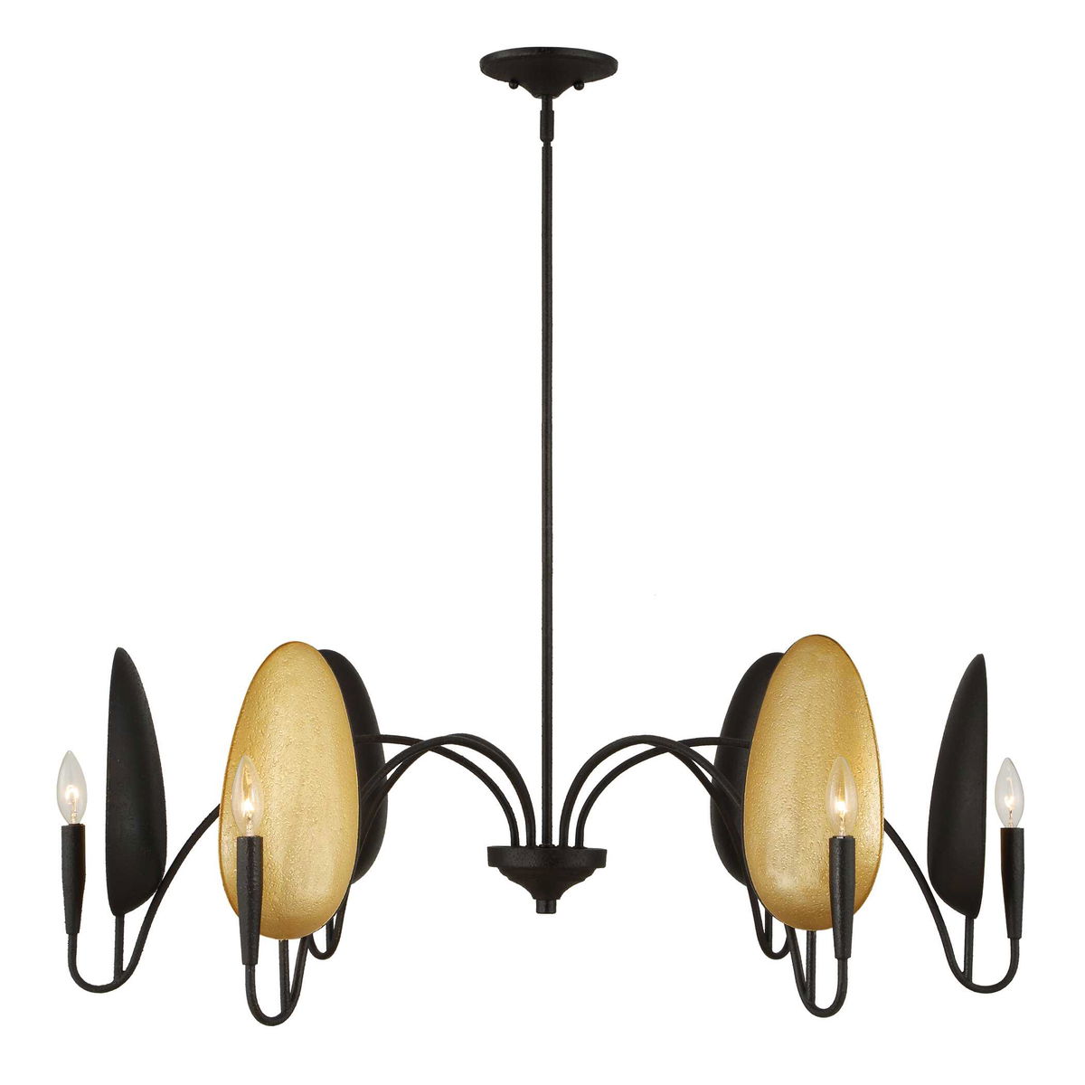 Warwick 6 Light Matte Black Chandelier, Pendant by Uttermost, 19" height x 41.5" diameter View 5