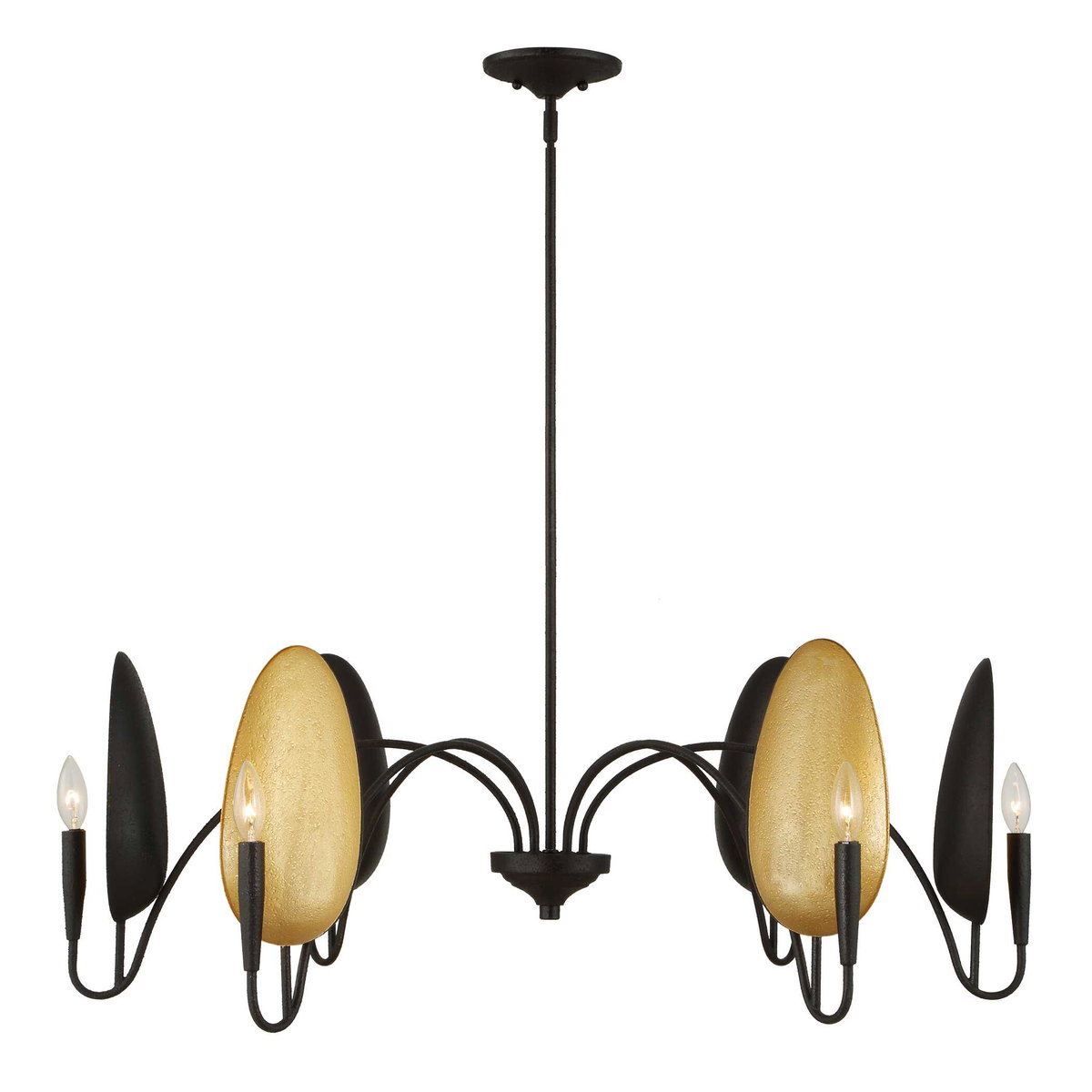 Warwick 6 Light Matte Black Chandelier, Pendant by Uttermost, 19" height x 41.5" diameter View 5