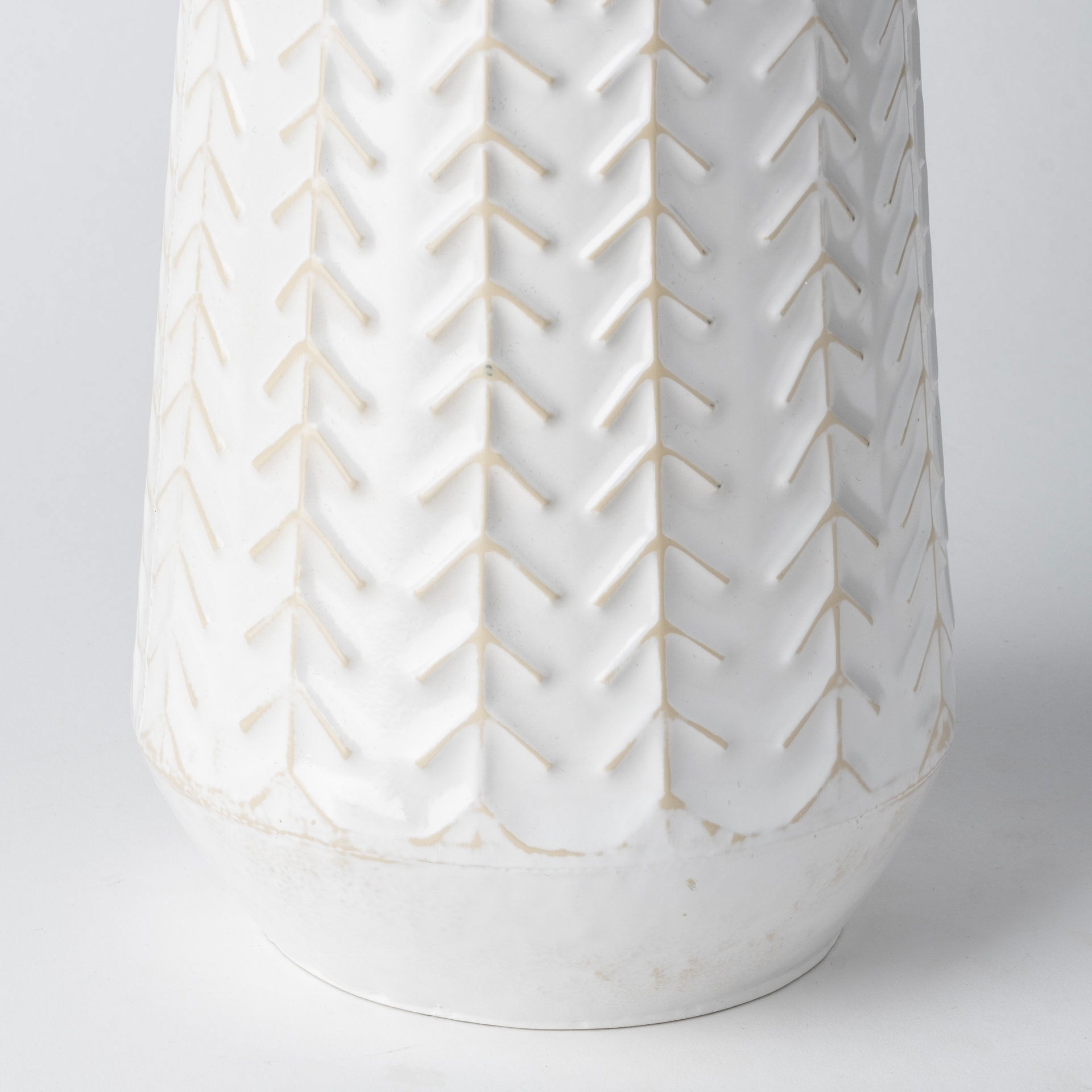 Gemma II Metal Glossy White Chevron Vase large image 
