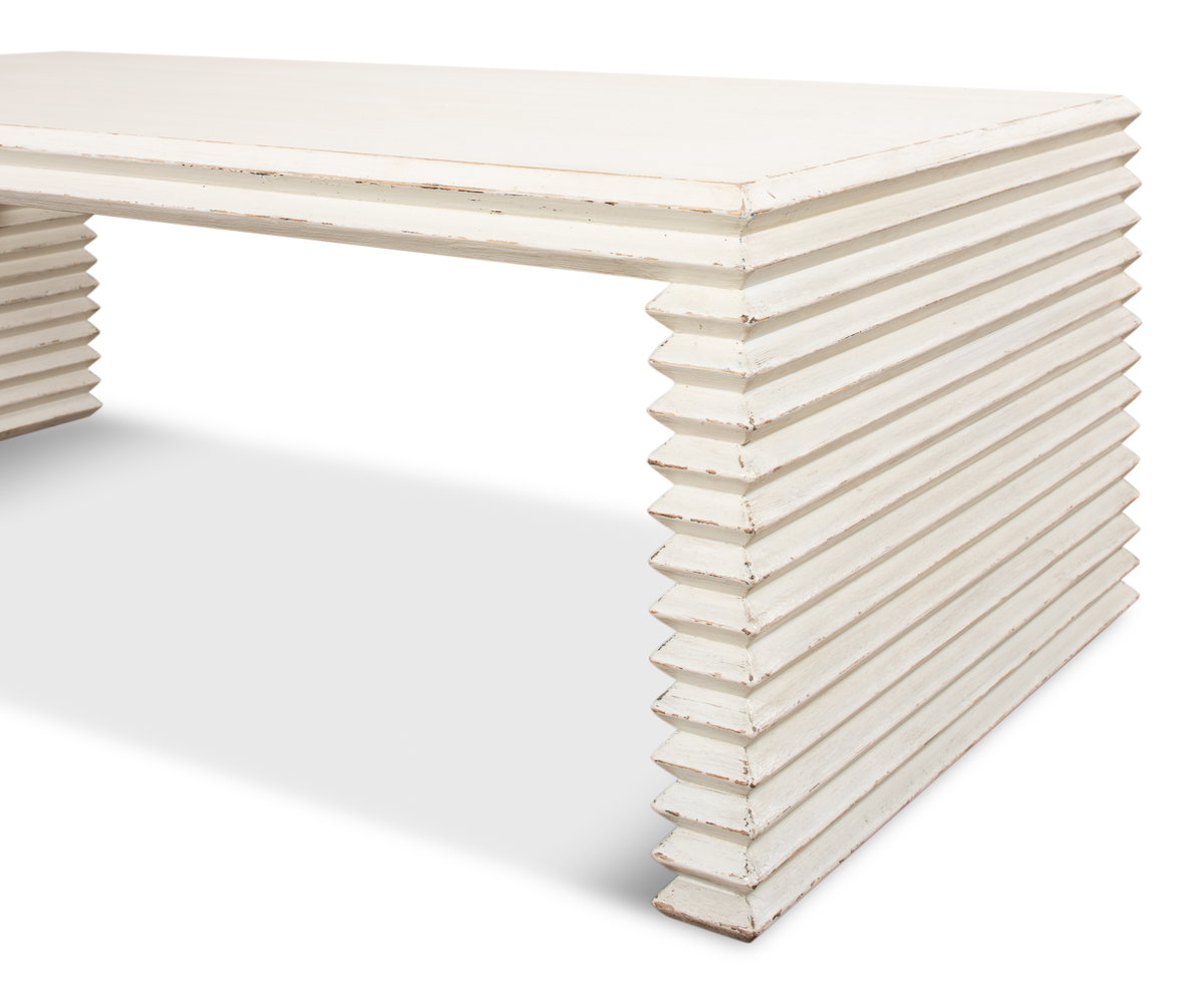 Stacked Cocktail Table  Antique White, by Sarreid, 2'2" length x 4'7" width x 1'6" height View 4