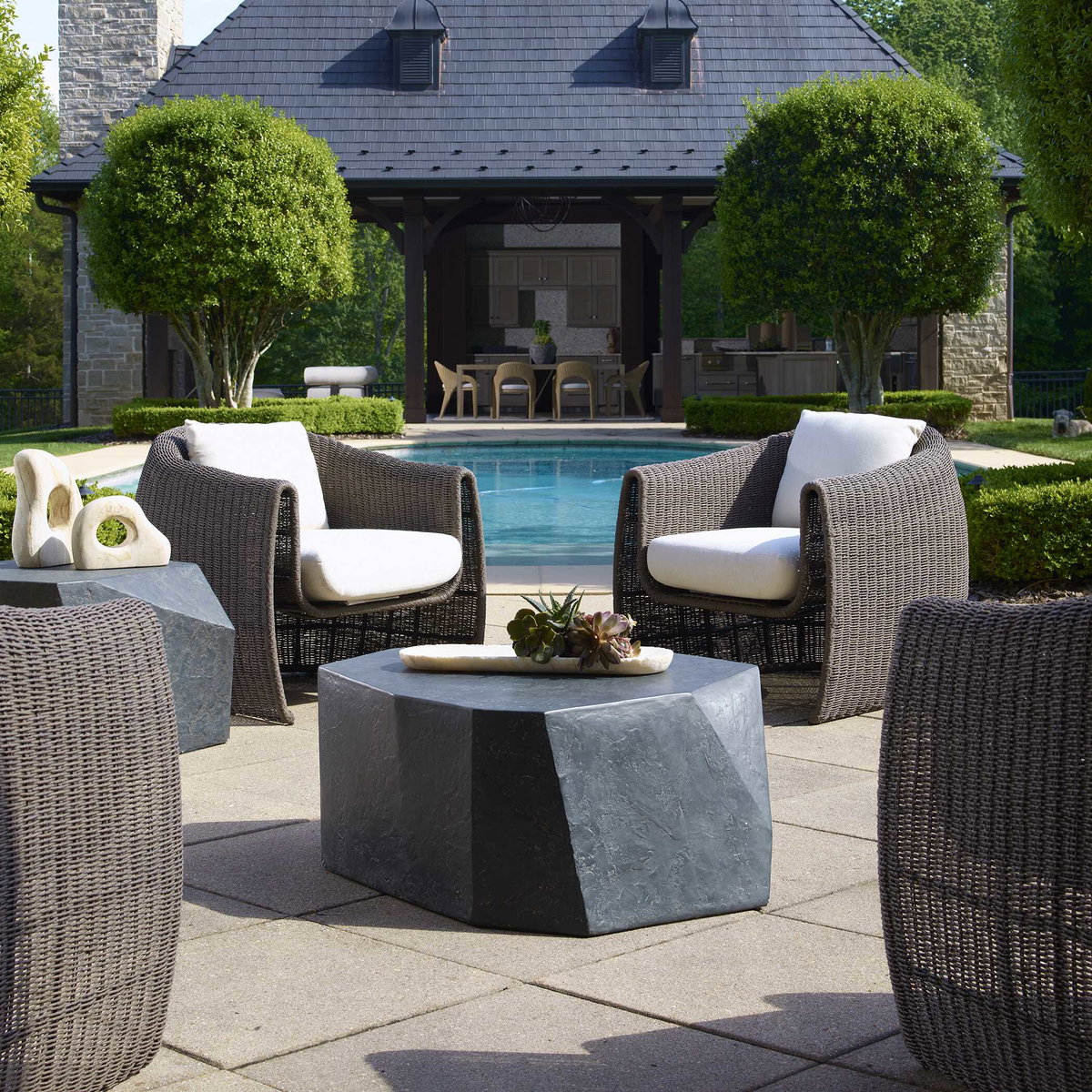 Parra Slate Outdoor Coffee Table, Outdoor Table by Uttermost, 3'2" width x 1'3" height x 2'4" depth View 2