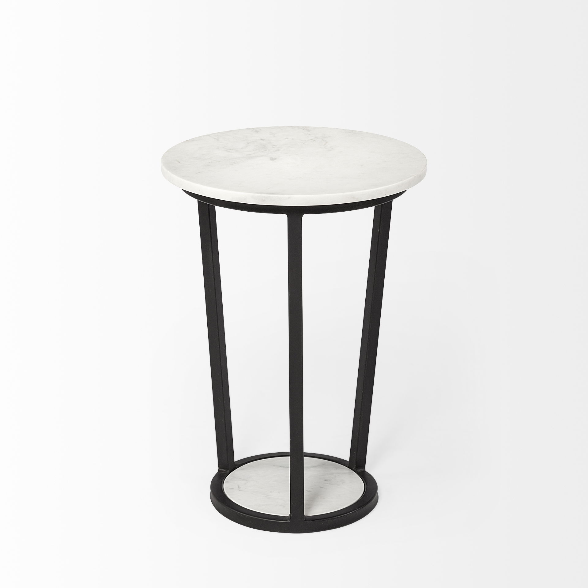 Bombola I (Small) 15L x 15W White Round Marble Top with Black Metal Frame Accent Table large image 