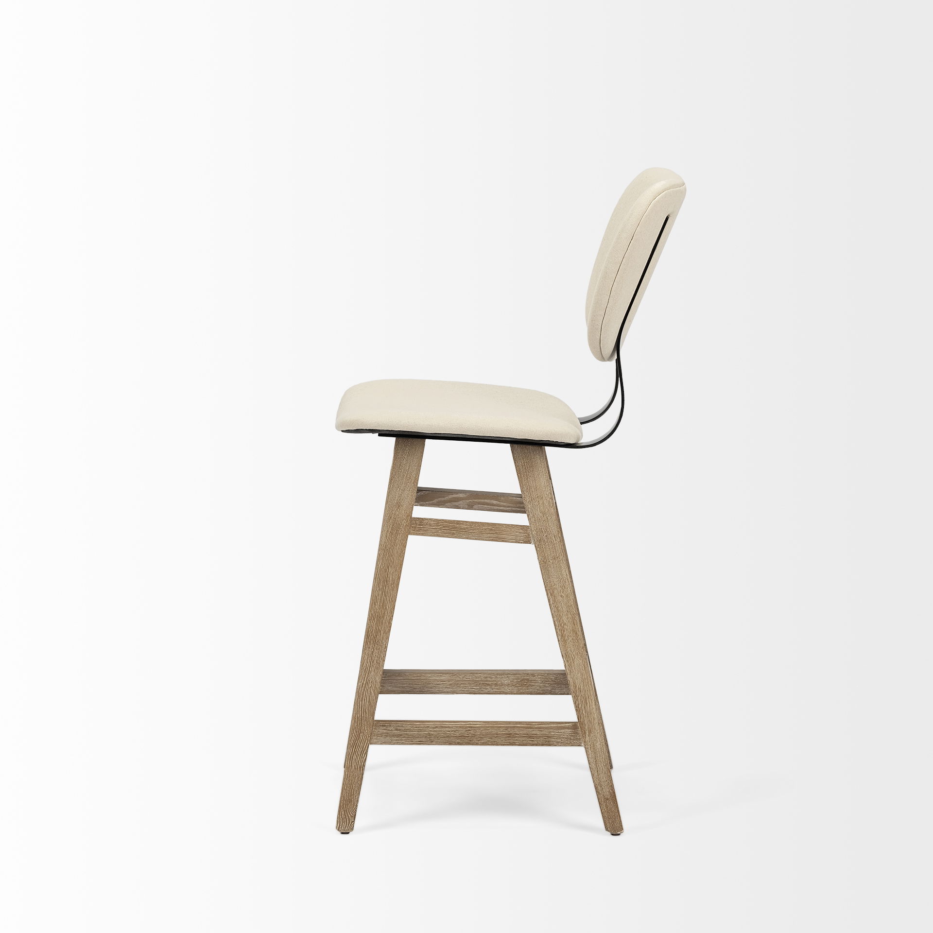 Haden 26.5' Seat Height Cream Upholstered Seat Brown Wood Frame Stool large image 