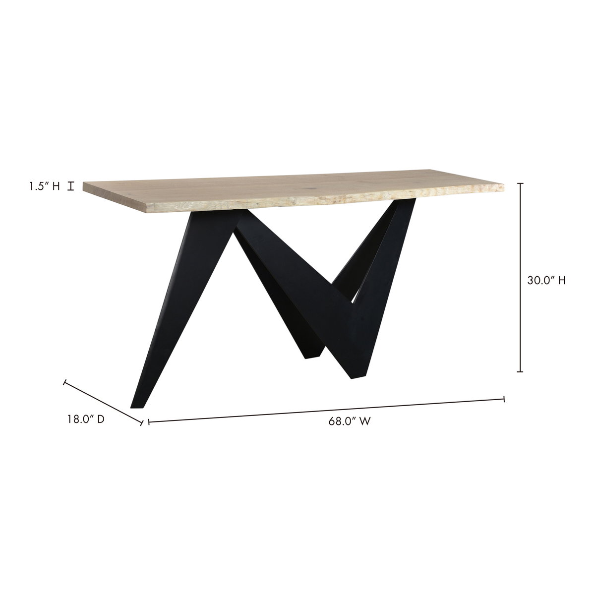 Bird Console Table Natural, by Moe's Home, 68" width x 30" height x 18" depth View 7