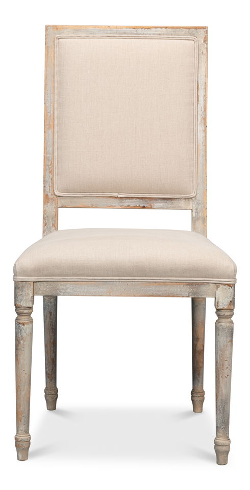 Square Back Side Chair Grey Oak Flax