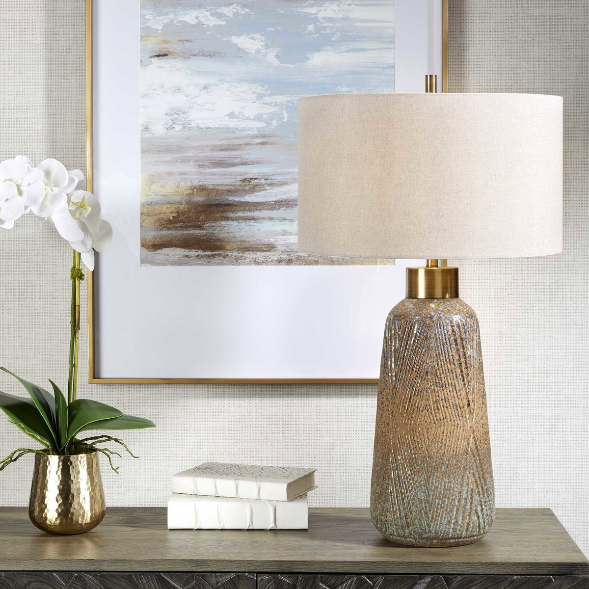 Western Sky Ceramic Table Lamp, by Uttermost, 1'5" width x 2'5" height x 1'5" depth View 2