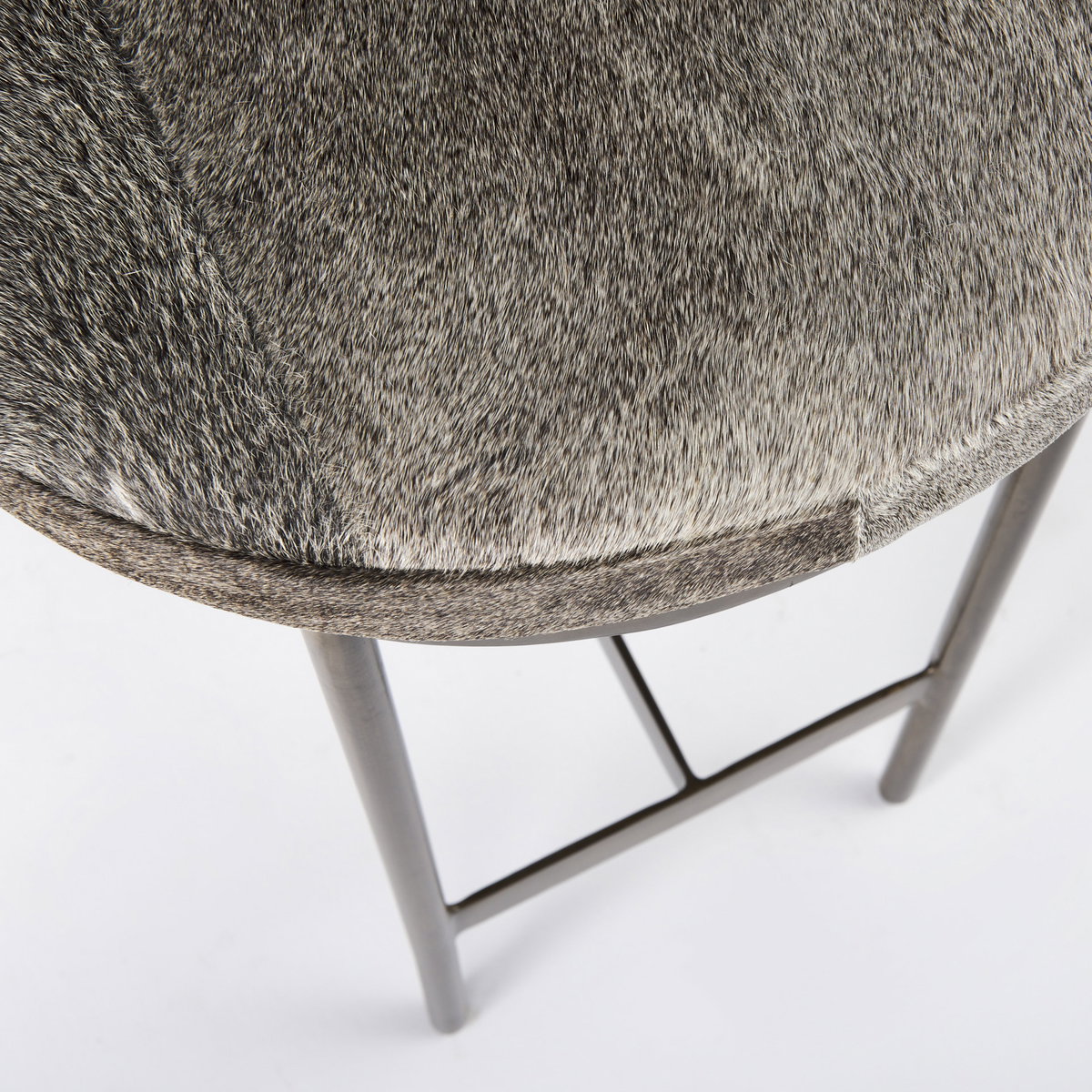 Millie Backless 26.25in Seat Counter Stool | Gray Hair-On-Hide, Counter & Bar Stool by Mercana, 16.75" length x 17.75" width x 26" height View 12