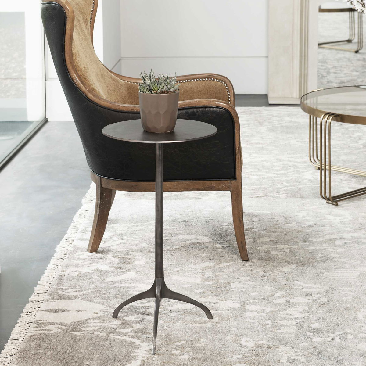 Beacon Industrial Accent Table, Side & End Table by Uttermost, 14" width x 25" height x 14" depth View 2