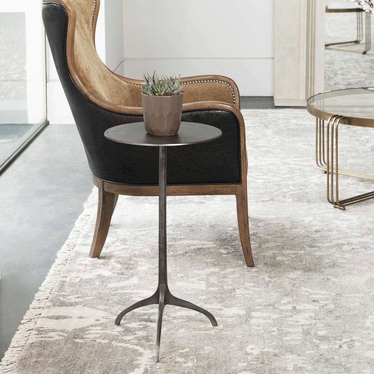 Beacon Industrial Accent Table, Side & End Table by Uttermost, 14" width x 25" height x 14" depth View 2