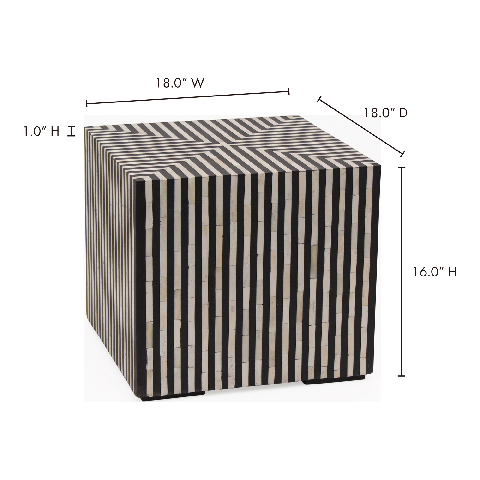 Terning Side Table Black And White, Side & End Table by Moe's Home, 18" width x 16" height x 18" depth View 7